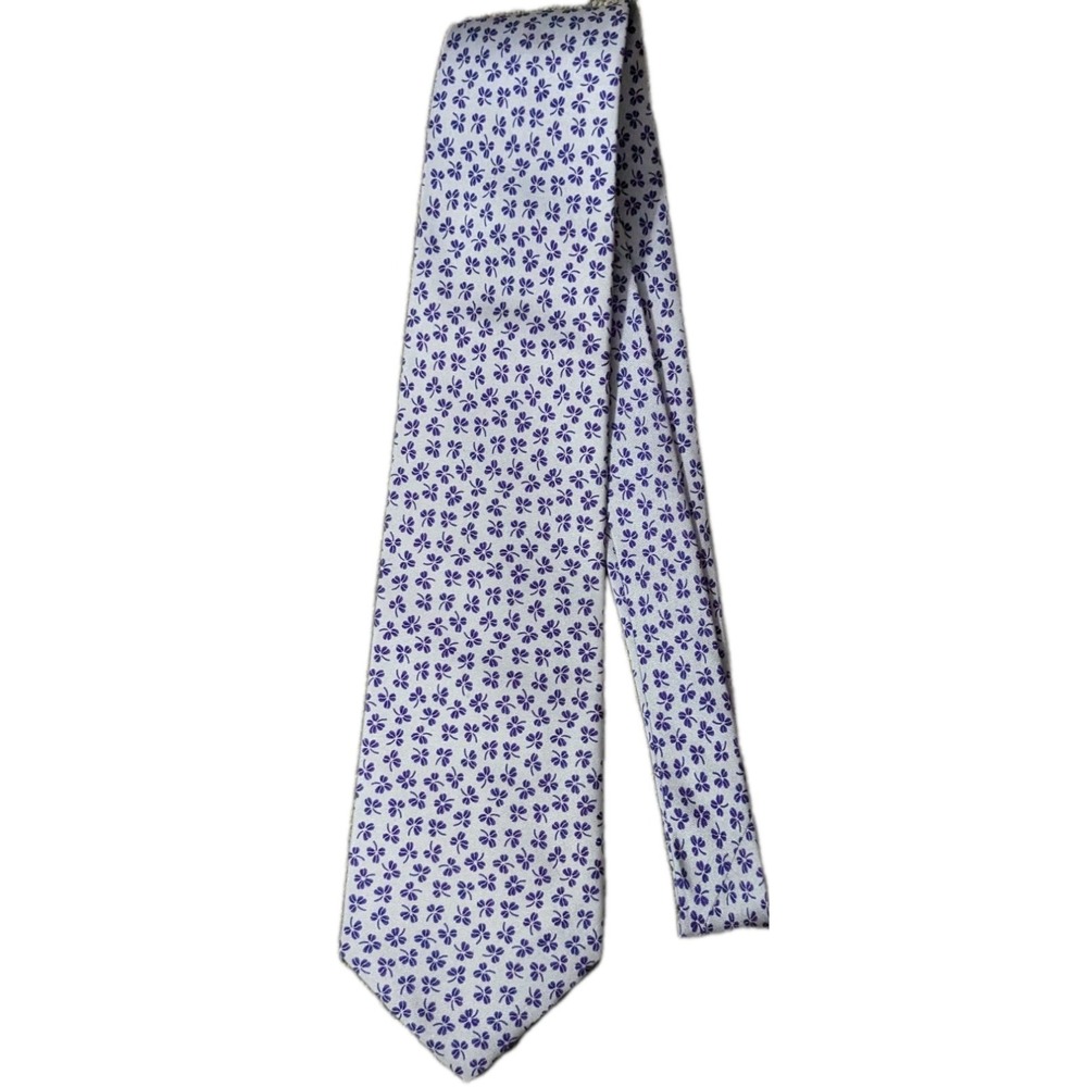 Men's Silk Tie CLAUDE LAURENT Paris Purple‎ Luxury Clover Necktie